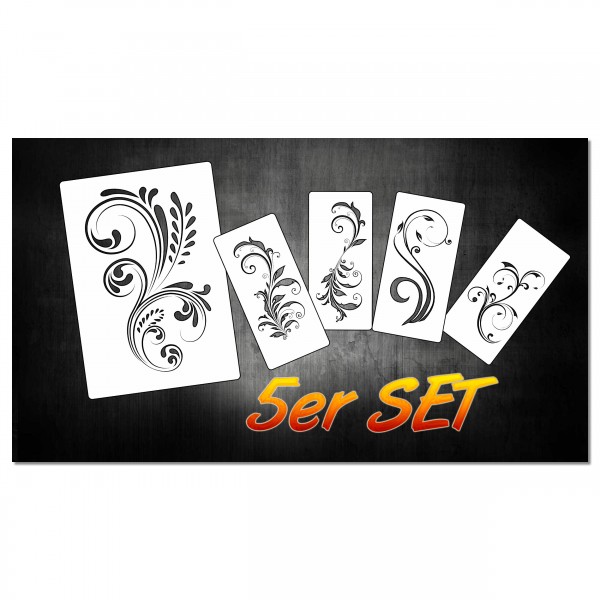 Ornamente & Ranken Set #183 | 5tlg Blumen Airbrush Schablonen