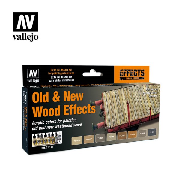 Old & New Wood Effects | 8 Model Air Vallejo Airbrush-Modellbau-Farben Set