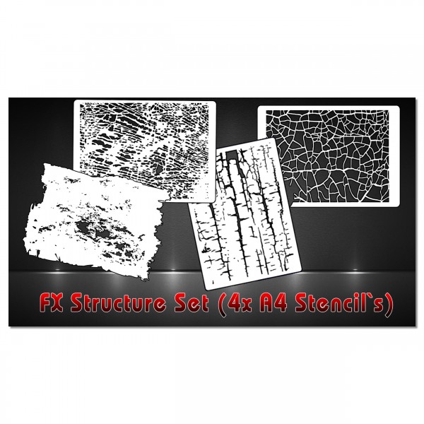 Textur & Struktur FX Set | 4tlg. Airbrush Schablonen | A4