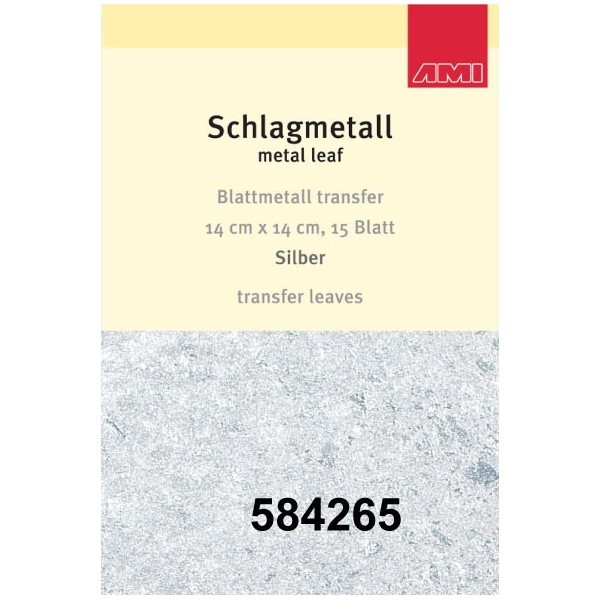 Silber Schlagmetall mit Transferpapier| 15 Blatt | 14 x14 cm-Image